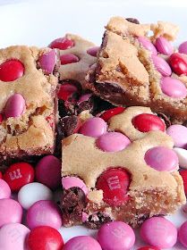 Heart Shaped M&M Blondies